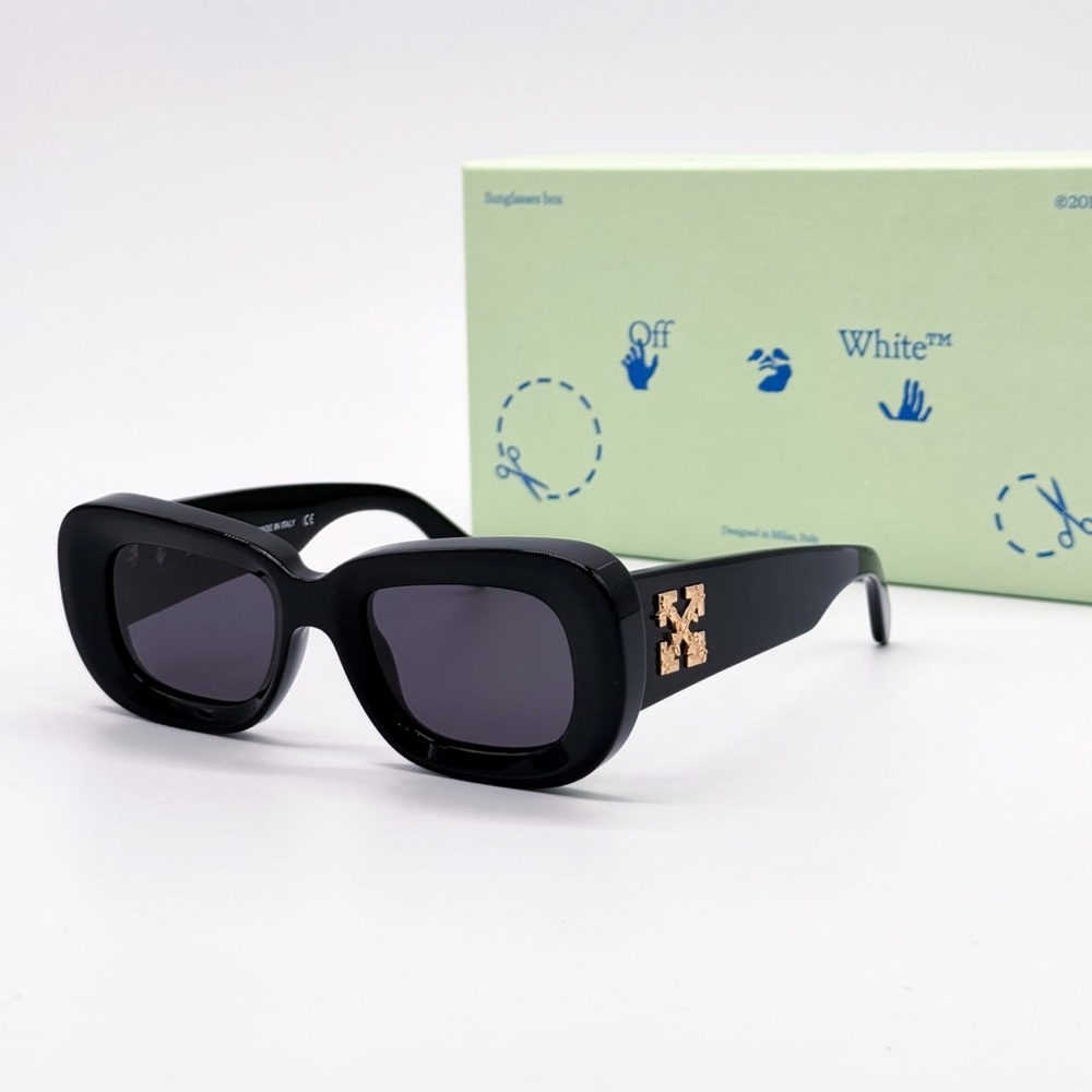 NEW OFF-WHITE CARRARA 007 BLACK SUNGLASSES SQUARE WOMEN OERI019 1007 EYEWEAR